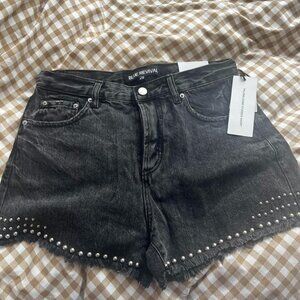 Designer studded denim shorts in size 28